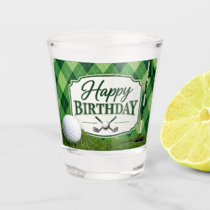 Golf Feest Par Tee Groen Argyle Gelukkig Verjaarda Shot Glas