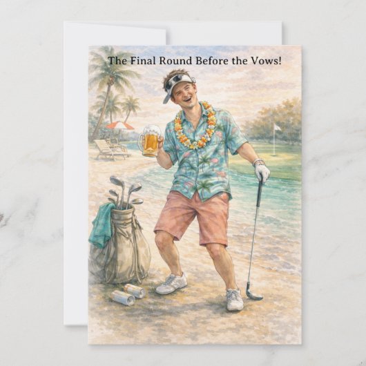 Golf Feest voor de Vrijgezel Kaart (Voorkant)