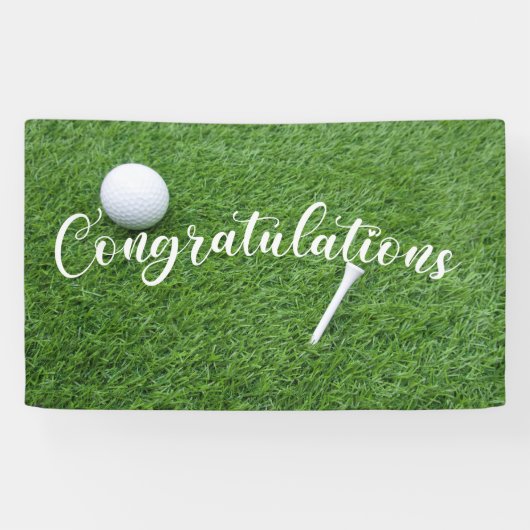 Golf felicitaties met groen gras spandoek (Horizontaal)