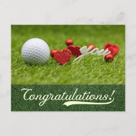 Golf felicitaties met liefde rode hart op groen  briefkaart