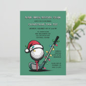 Golf Festive Christmas Holiday Par-tee Green  Kaart (Staand voorkant)