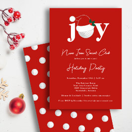 Golf Festive Holiday Party Joy Typography Red Kaart