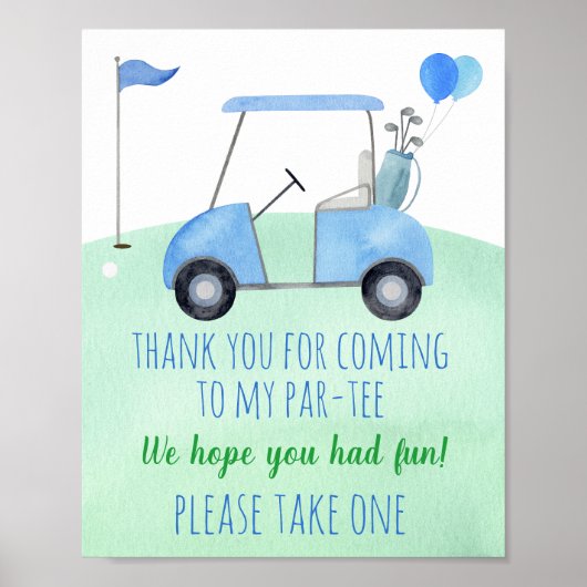 Golf First Birthday Par-t-shirt Favor Sign Poster (Voorkant)