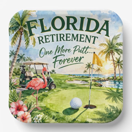 Golf Florida gethematiseerd met flamingo Papieren Bordje (Voorkant)