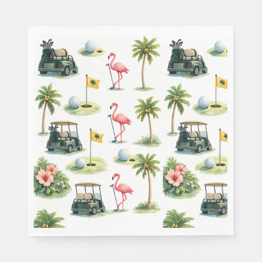 Golf Florida gethematiseerd met flamingo Servet (Voorkant)