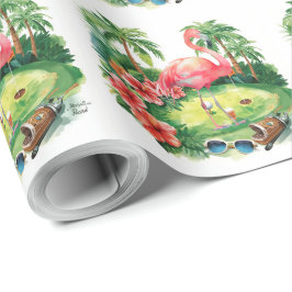 Golf Florida met flamingo-thema pensioen Cadeaupapier