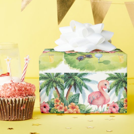 Golf Florida thema flamingo pensioen Cadeaupapier (Verjaardagsfeest)