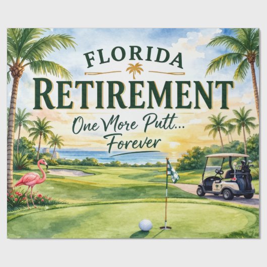 Golf Florida thema flamingo pensioen Cadeaupapier (Vlak)