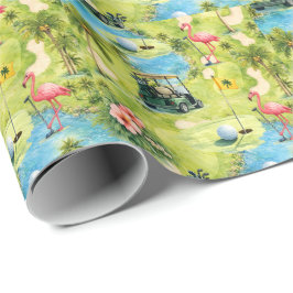 Golf Florida thema flamingo pensioen Cadeaupapier
