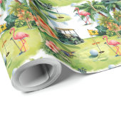 Golf Florida thema flamingo pensioen Cadeaupapier (Rol Hoek)