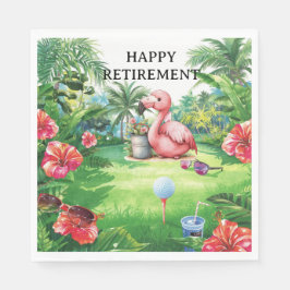 Golf Florida Thema met Flamingo op groen Servet