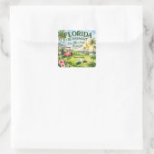 Golf Florida thema met flamingo Vierkante Sticker (Tas)
