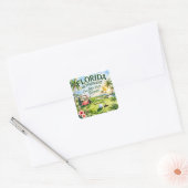 Golf Florida thema met flamingo Vierkante Sticker (Envelop)