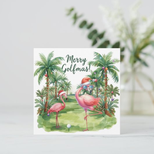 Golf Florida Vrolijk kerstfeest met Santa Flamingo (Staand voorkant)