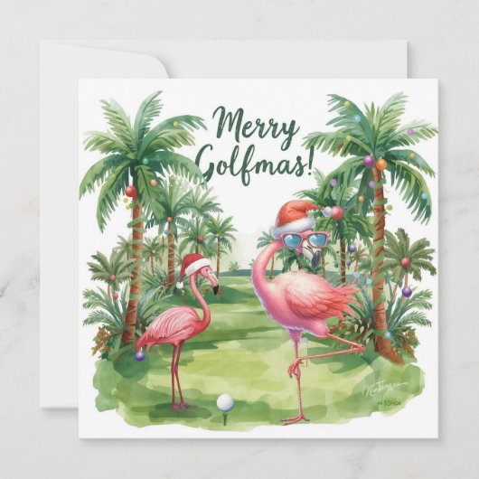Golf Florida Vrolijk kerstfeest met Santa Flamingo (Voorkant)