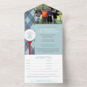 Golf fondsenwerving toernooi blauwe foto RSVP All In One Uitnodiging (Binnen)