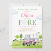 Golf Fore Birthday Girl Golf 4th Birthday Party Kaart (Voorkant)