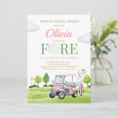 Golf Fore Birthday Girl Golf 4th Birthday Party Kaart (Staand voorkant)