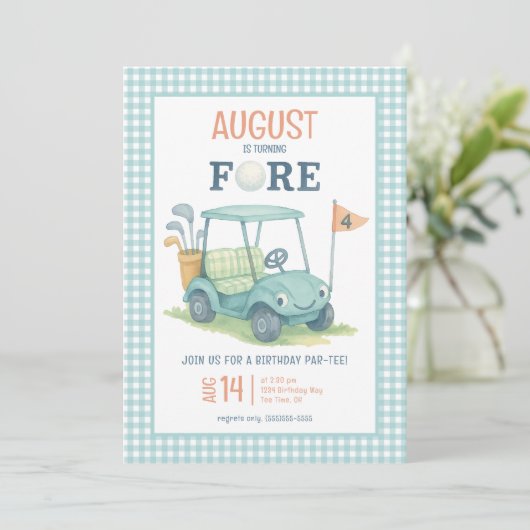 Golf Fore Boy Foto 4e verjaardag Kaart (Staand voorkant)