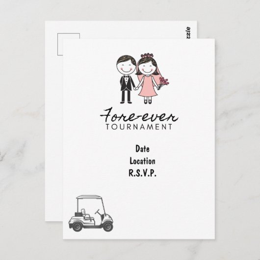 Golf FORE EVER golfbruiloft Save the Date golfer Briefkaart (Voorkant / Achterkant)