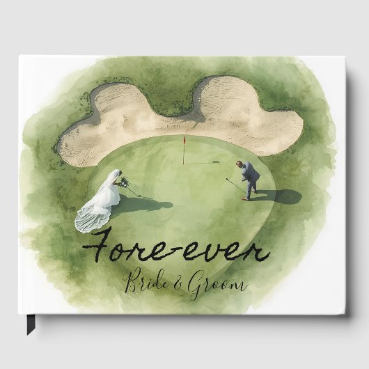 Golf Fore Ever with Bride and Groom Wedding  Gastenboek (Voorkant)