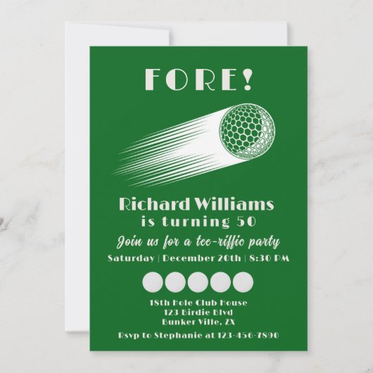 Golf Fore T-shirt-Riffic Green 50ste verjaardagsfe Kaart (Voorkant)