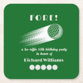 Golf Fore Tee-Riffic Green 50th Birthday Party Kartonnen Onderzetters (Voorkant)