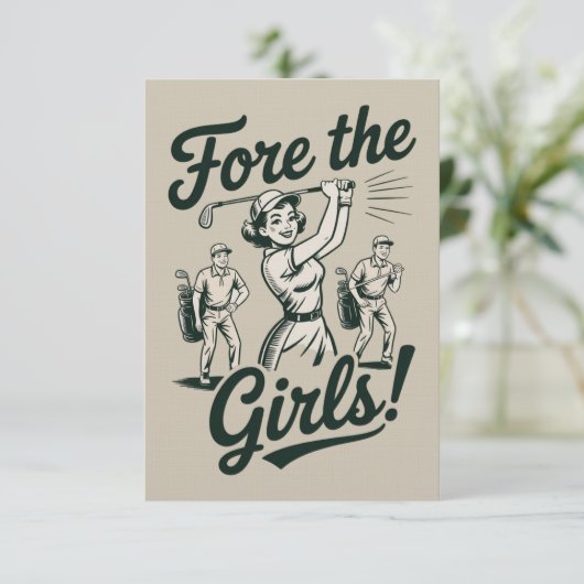 Golf Fore The Girls Cute Funny Golfing Ladies Kaart (Staand voorkant)