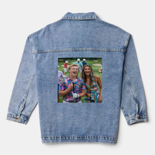 Golf Foto Aanpassen Personaliseren Denim Jacket (Achterkant)