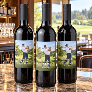 Golf Foto Proost op je Pensioen Wijn Etiket