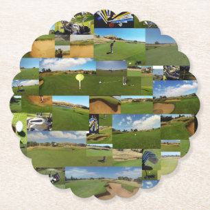 Golf Fotocollage, Papieren Feest Onderzetters