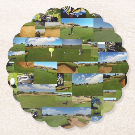 Golf Fotocollage, Papieren Feest Onderzetters (Voorkant)