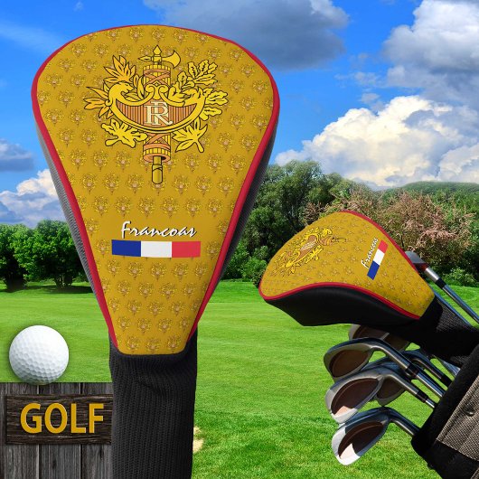 Golf Frankrijk, gouden embleem, Franse vlag Golfheadcover