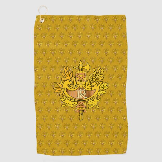 Golf Frankrijk met gouden Franse embleem, vlag Golfhanddoek (Voorkant)