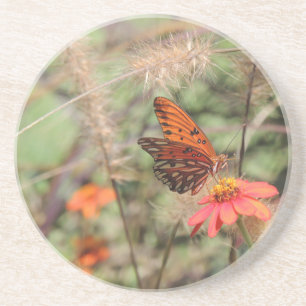 Golf Fritillary op Zinnia Zandsteen Onderzetter
