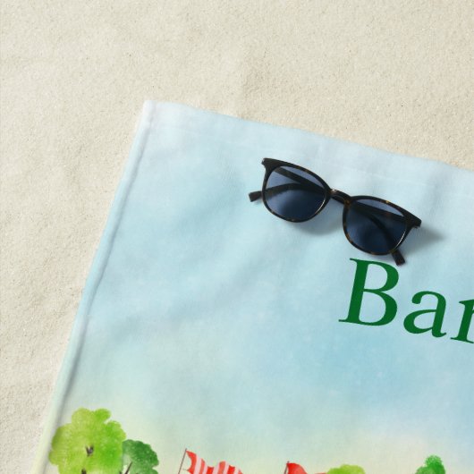 Golf Fun Course Winkelwagen Monogram Naam Strandlaken (In situ)