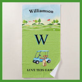 Golf Fun Course Winkelwagen Monogram Naam Strandlaken