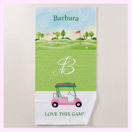 Golf Fun Course Winkelwagen Monogram Naam Strandlaken