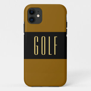 GOLF Fun Moderne Brede Zwarte Gouden Bruine Strepe Case-Mate iPhone Case