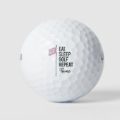 Golf Fun Quotes eten slaap golf herhalen Golfballen (Voorkant)