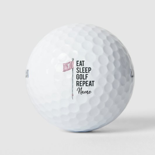 Golf Fun Quotes eten slaap golf herhalen Golfballen (Voorkant)