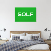 GOLF Fun Sporty Modern White Text On Bright Green Canvas Afdruk (Insitu (Slaapkamer))