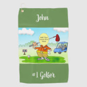 Golf Funny Cartoon Golfhanddoek (Voorkant)