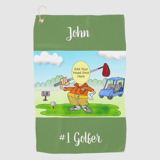 Golf Funny Cartoon Golfhanddoek (Voorkant)