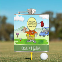 Golf Funny Cartoon Vinyl Flask