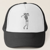Golf Funny Golfen Skelet spelen Golfer Trucker Pet (Voorkant)