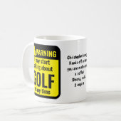 Golf Funny Personalized Warning Koffiemok (Voorkant links)