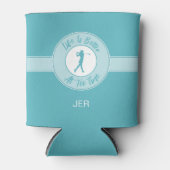 Golf Funny Saying Life Tee Time Monogram Teal Blikjeskoeler (Voorkant)