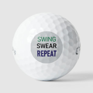 Golf Gag Cadeau – Zwaai, Zweer, Herhaal  Golfballen