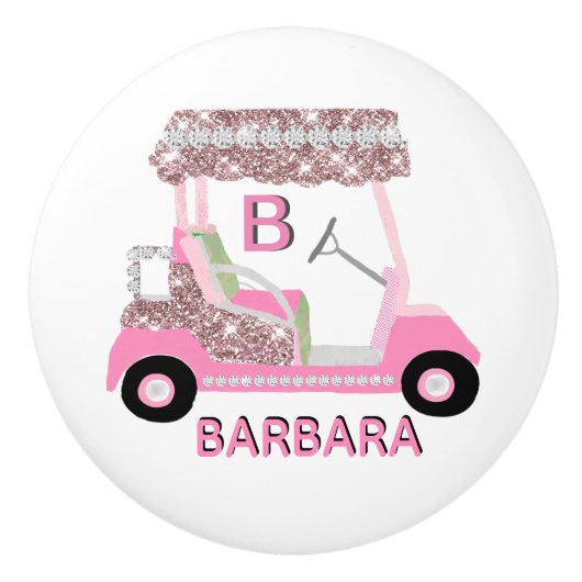 Golf Gal Fun Glitz Glam Roos Gold Diamond Winkelwa Keramische Knop (Voorkant)